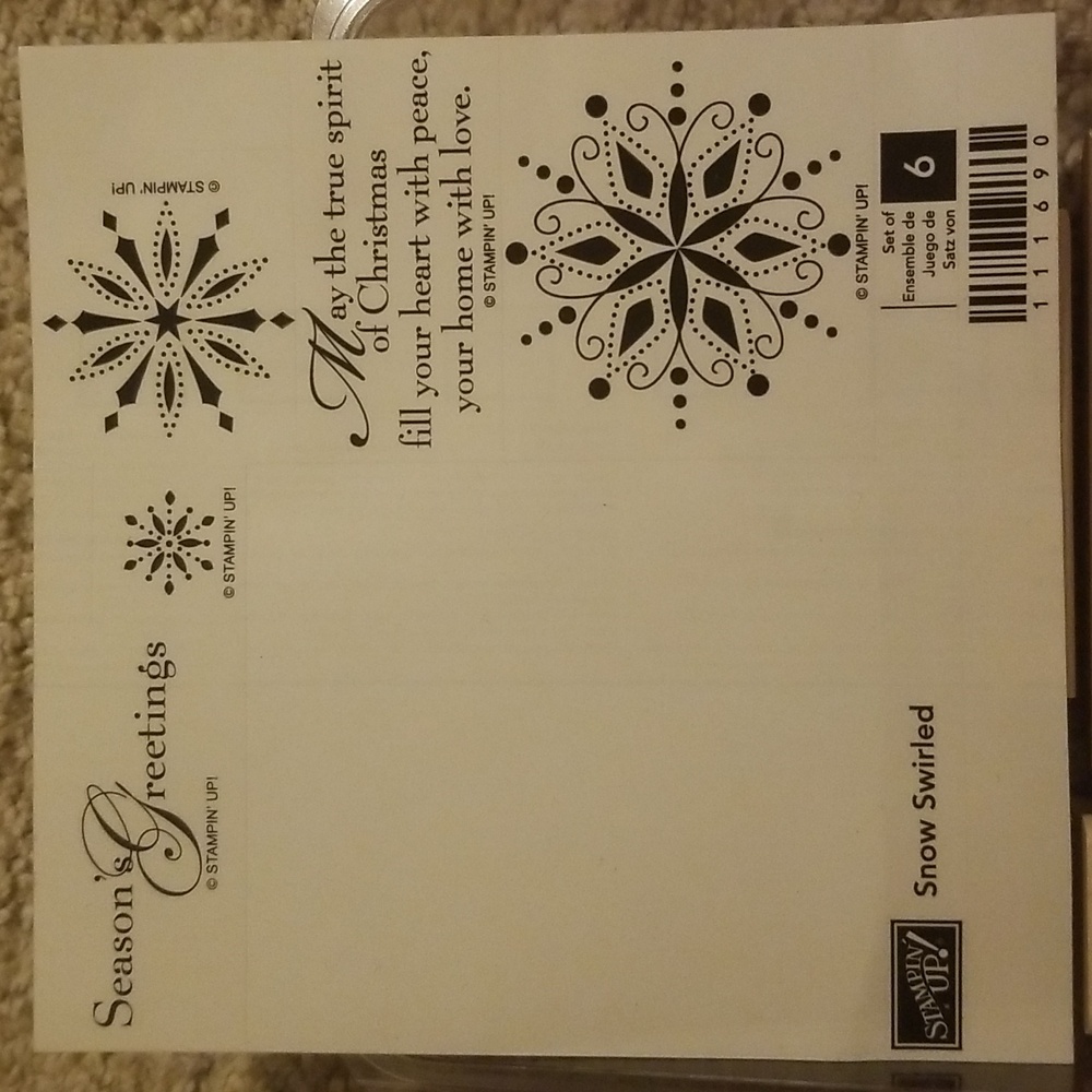 Stampin Up Snow Swirled wooden stamp set.